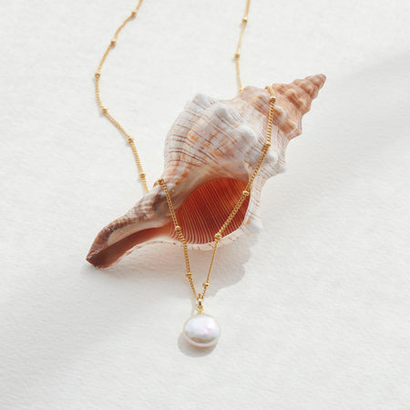 Round Pearl Necklace Silver